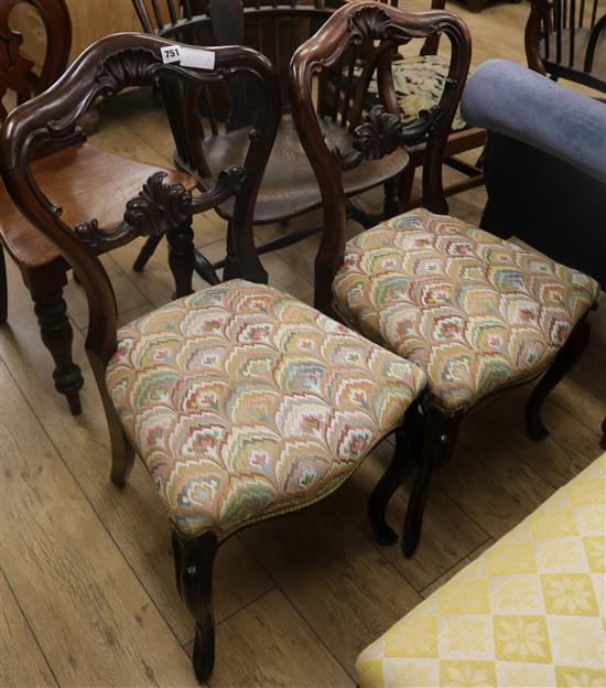 A pair of Victorian rosewood chairs